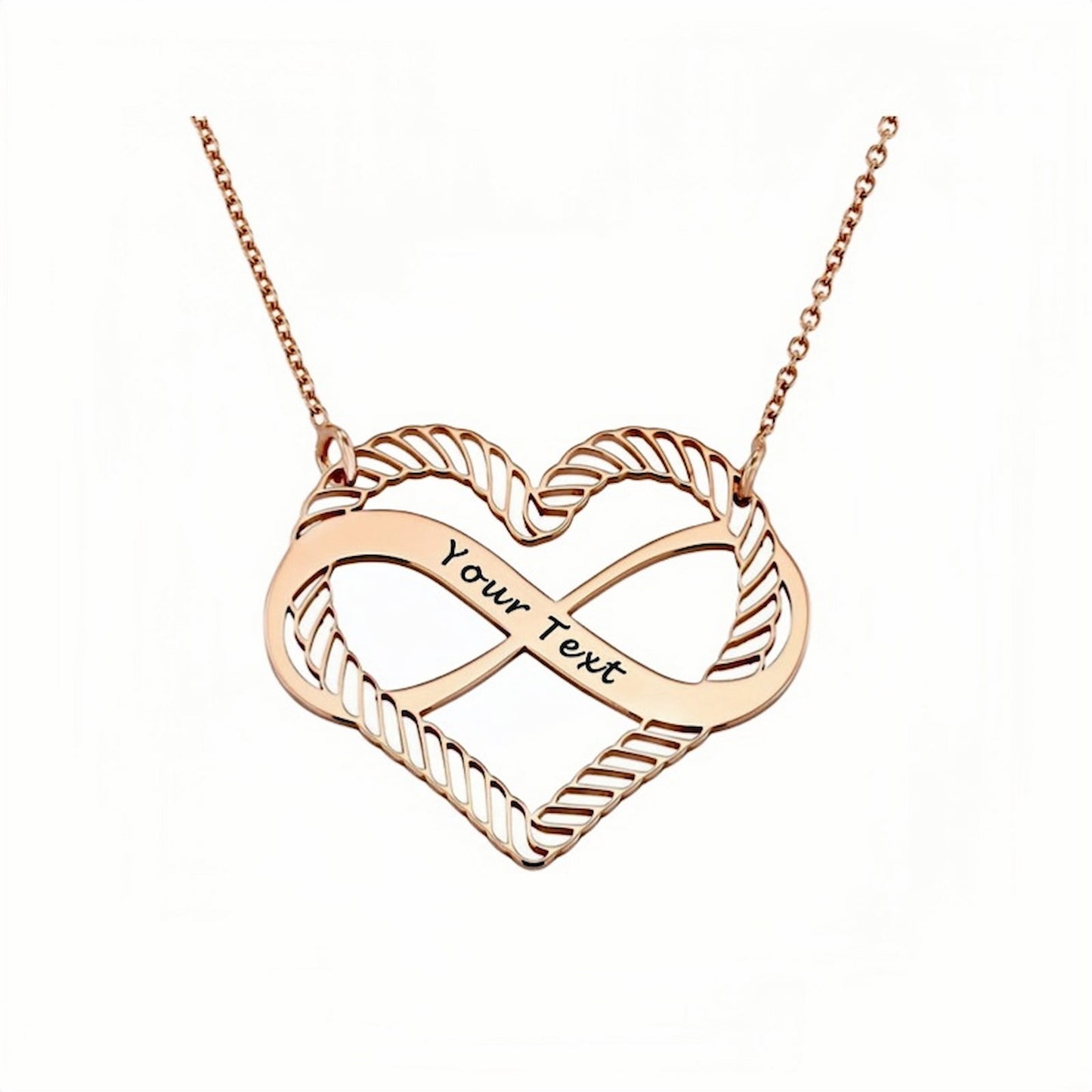 Personalized Infinity Heart Necklace - Custom Engraved Name Sterling Silver Gifts for Mom