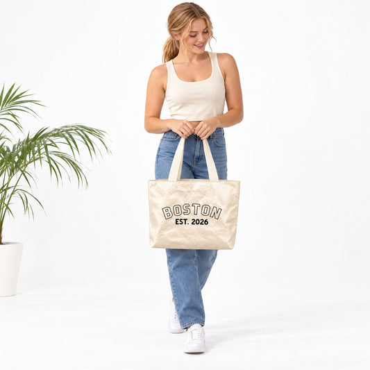 Personalized Varsity Tote Bag with Custom Name and Year - main product view
