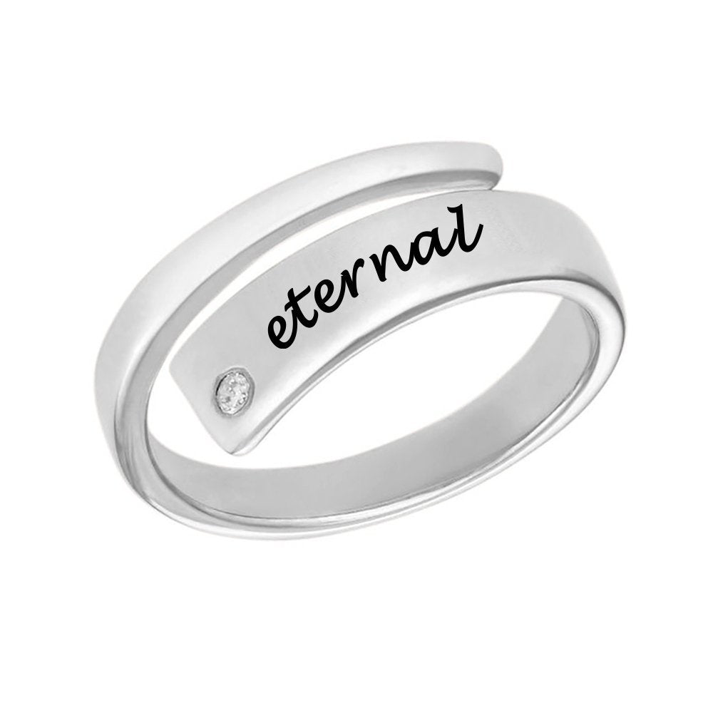 Personalized 925 Sterling Silver Ring Custom Wrap Ring Engraved for Women Name Date Stackable Customize Mothers Day Gift