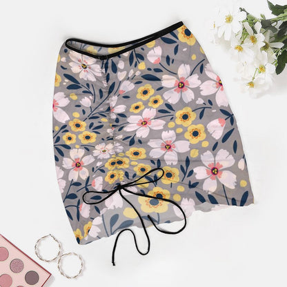 Personalized Floral Print Women Beach Sarong Bathing Suit Wrap Skirt Sheer Bikini Swimsuit Cover Ups for Swimwear