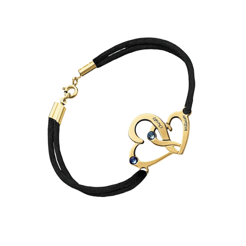Custom S925 Sterling Silver Jewelry Forever Love Heart Stars Wax Rope Double Chain Bracelet Friendship Charm Bracelet Gift for Women
