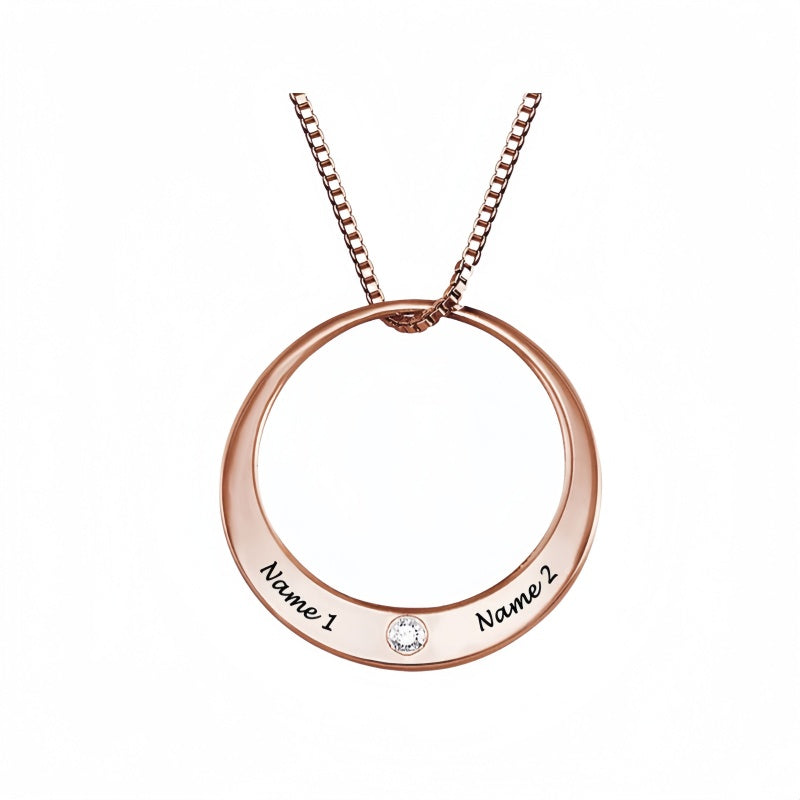Personalized Circle Pendant with Birthstone Sterling Silver Gold Plated Necklace for Women