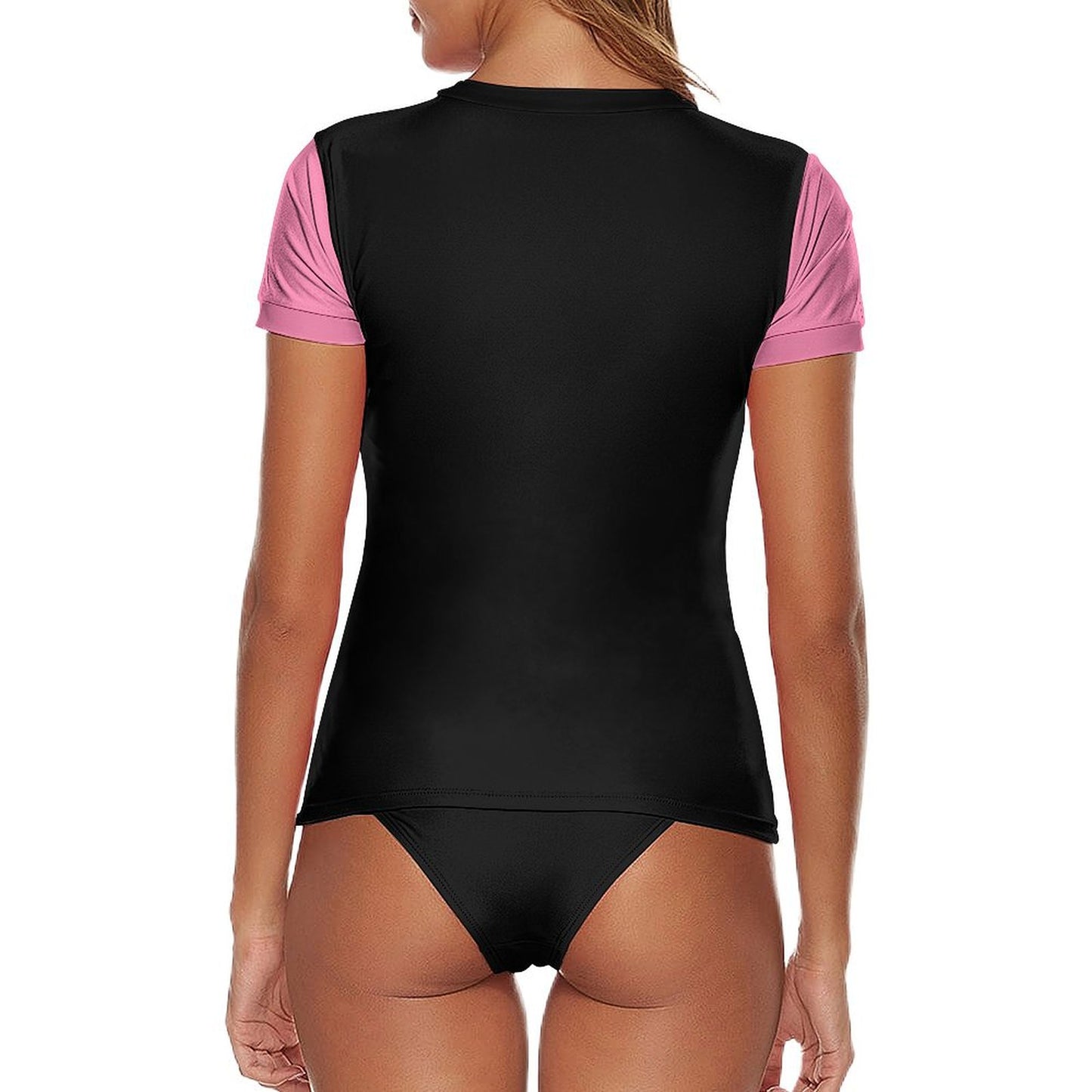 Personalized Women's Swim Shirt Short Sleeve Swimsuit Two Piece Bathing Suit