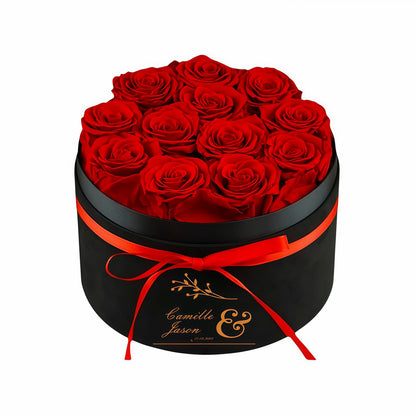 Forever Flowers,12 Roses In A Box，Real Preserved Roses，Birthday Gift For Women