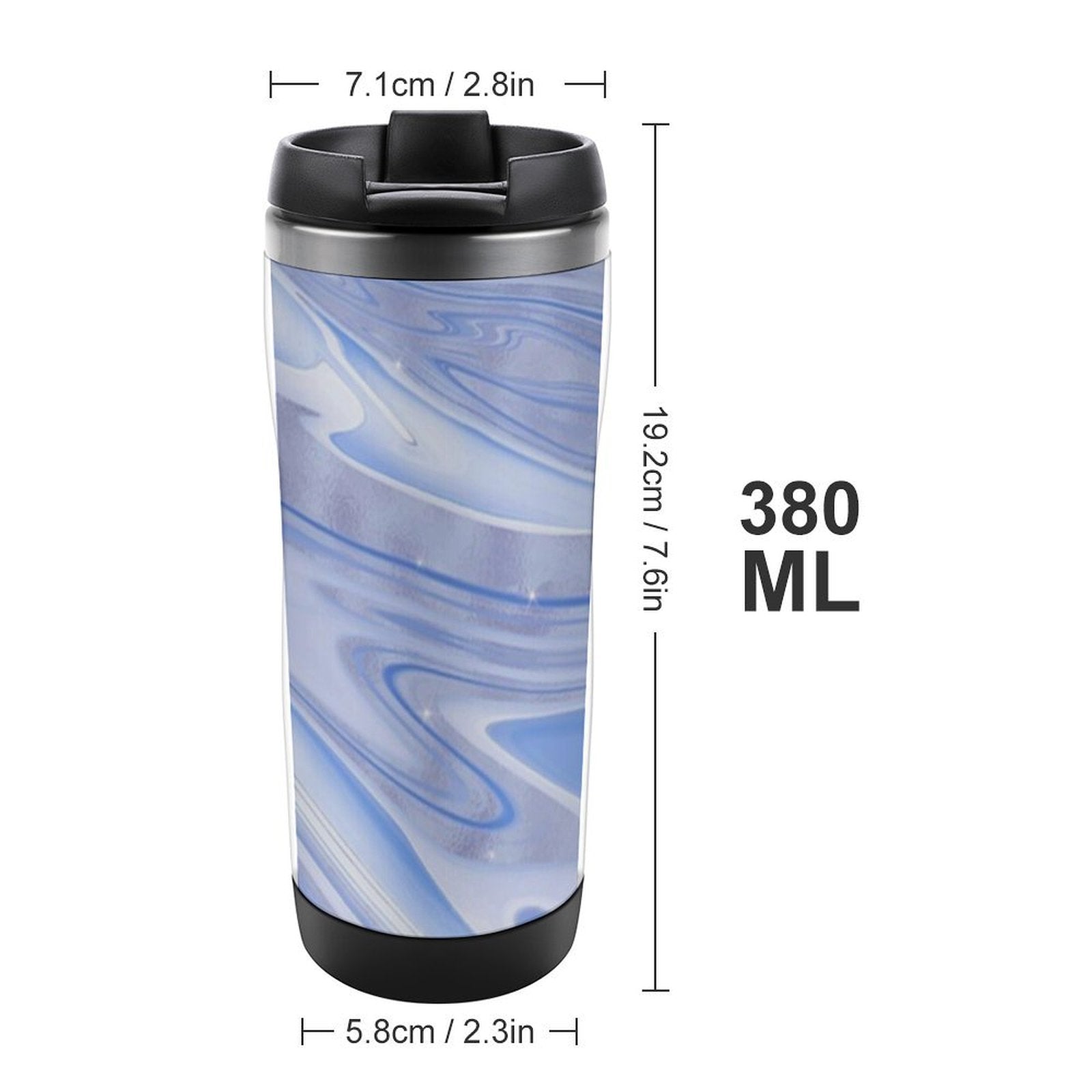 Dimensions of 12.5oz 380ML insulated coffee cup stainless steel tea tumbler.