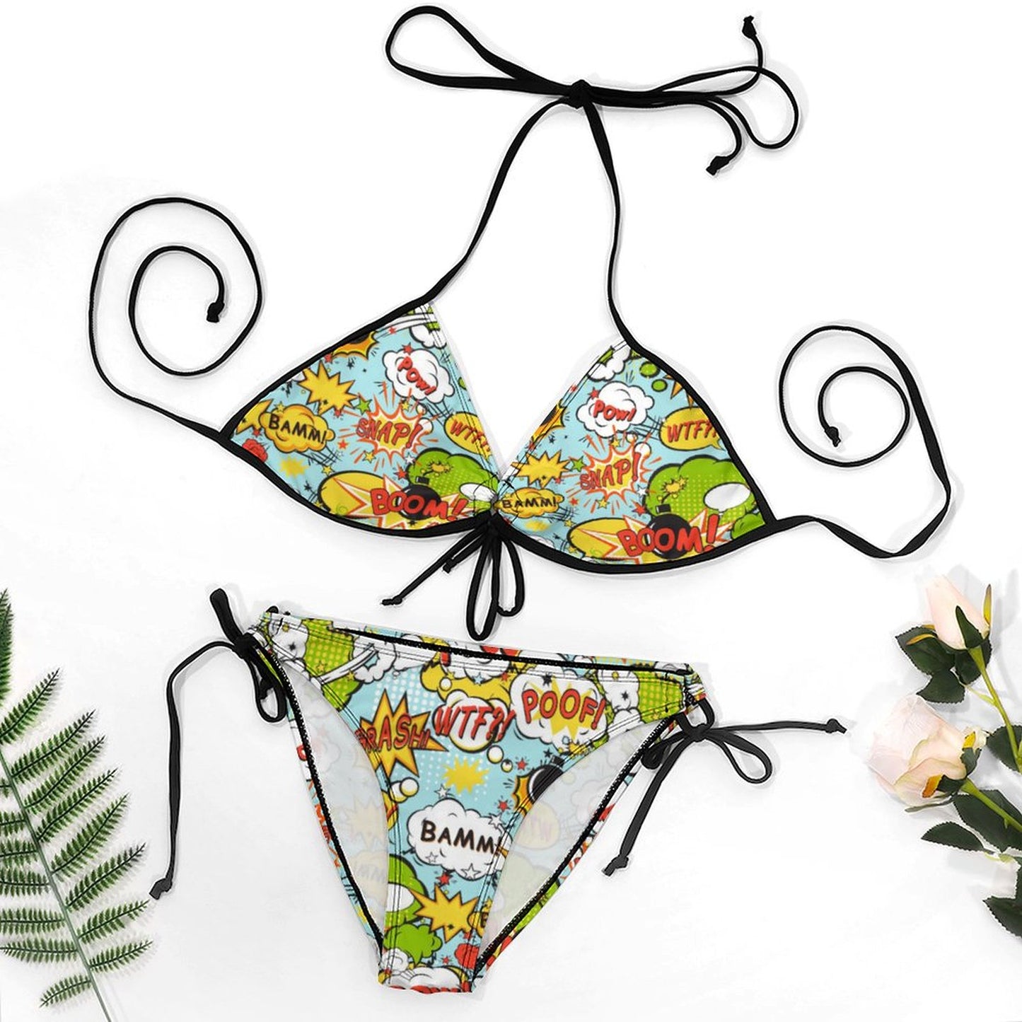 Personalized Bikinis Swimsuit Set for Women Swimwear Triangle Bathing Suit Tie String Thong