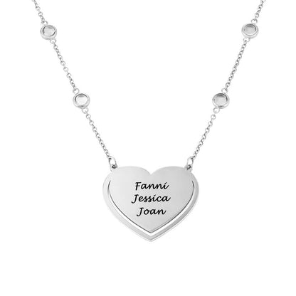 Custom Sterling Silver Heart Shaped Charm Necklace Floating Slide Classic Plain Wedding Statement Collar Necklace