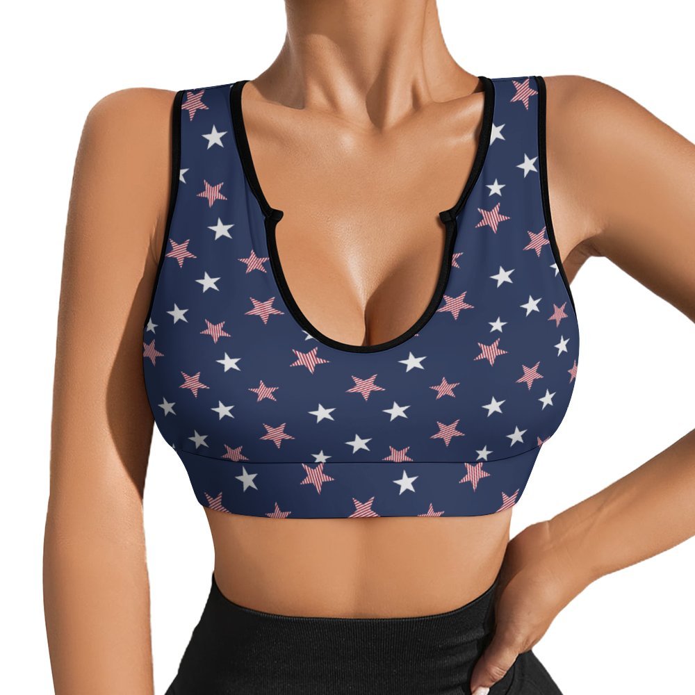 Custom Medium Support Womens U Neck Sports Bra Crop Top Workout Yoga Sport Bra