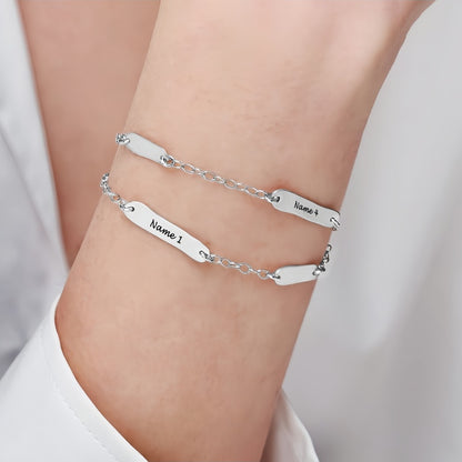 Bracelets de cheville personnalisés avec plusieurs noms pour l'amitié, cadeau de fête des mères, bracelet gravé personnalisé en argent sterling
