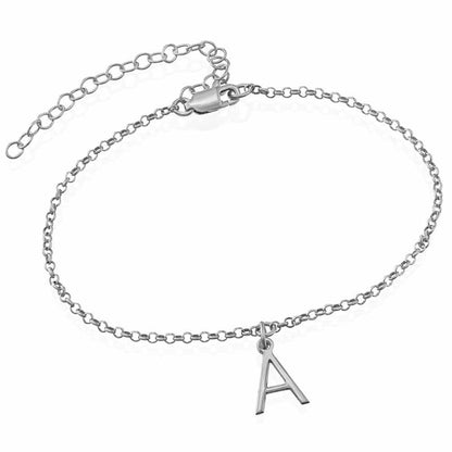 18K Gold Plated Sterling Silver Custom Personalized Alphabet Initial Letter Bracelet for Women