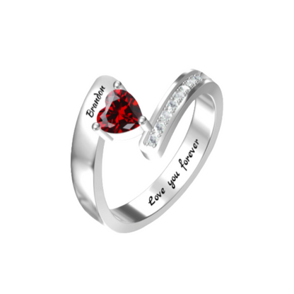 Mothers Rings with 1-8 Birthstones and Names Engraved, Sterling Silver ,Customized Personalized Ring for Women