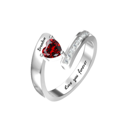 Mothers Rings with 1-8 Birthstones and Names Engraved, Sterling Silver ,Customized Personalized Ring for Women
