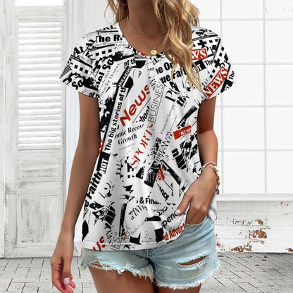 Custom Summer Tops for Women V Neck Basic Tees Short Sleeve Casual T-Shirts Loose Fit