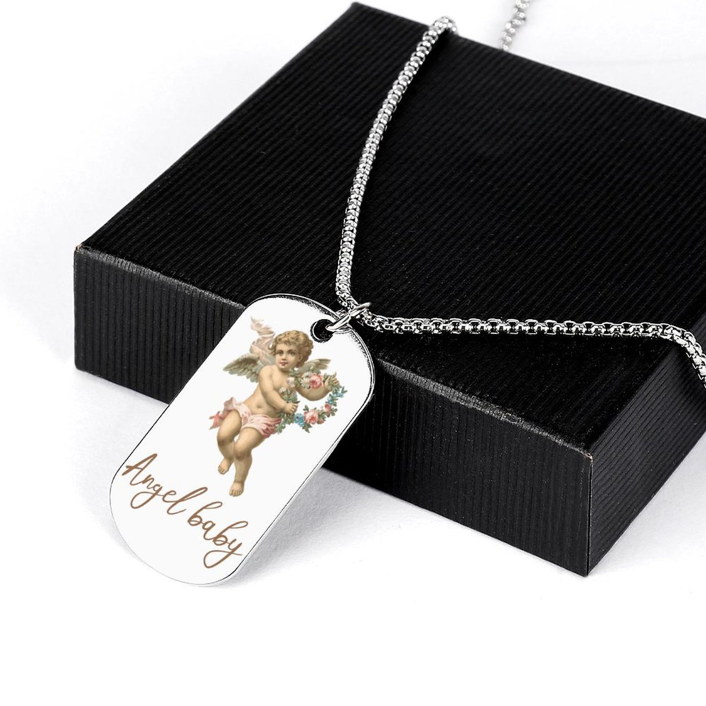 Custom Photo Necklace for Men Stainless Steel Dog Tag Personalized Text Engraved Memory  Square Shaped Picture Pendant Necklaces