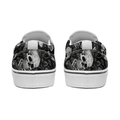 Unisex Skulls Print Canvas Shoes for Men Women Slip on Fashion Sneakers Custom Shoes