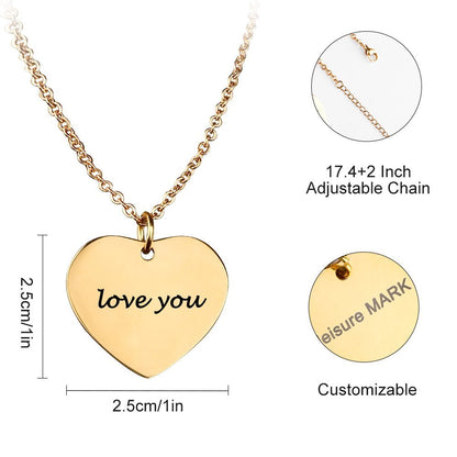 Heart Charm Necklace Personalized Name Engraved for Women Friendship Best Friend Birthday Gift Custom  Mother's Day