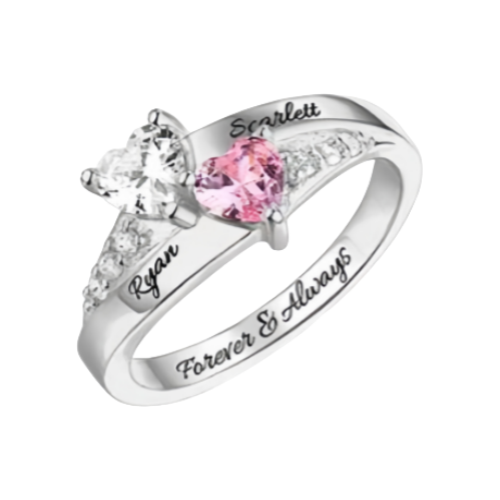 Mothers Rings with 1-8 Birthstones and Names Engraved, Sterling Silver ,Customized Personalized Ring for Women