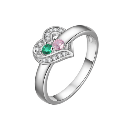 Bague de naissance personnalisable en forme de cœur avec noms gravés - Cadeau personnalisé