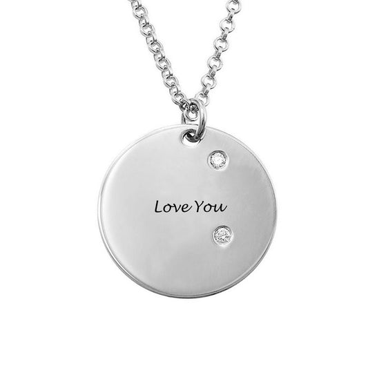 Personalized Necklace with Birthstones for Women Round Heart Necklace for Mother Girlfriend Sterling Silver or Gold Plated