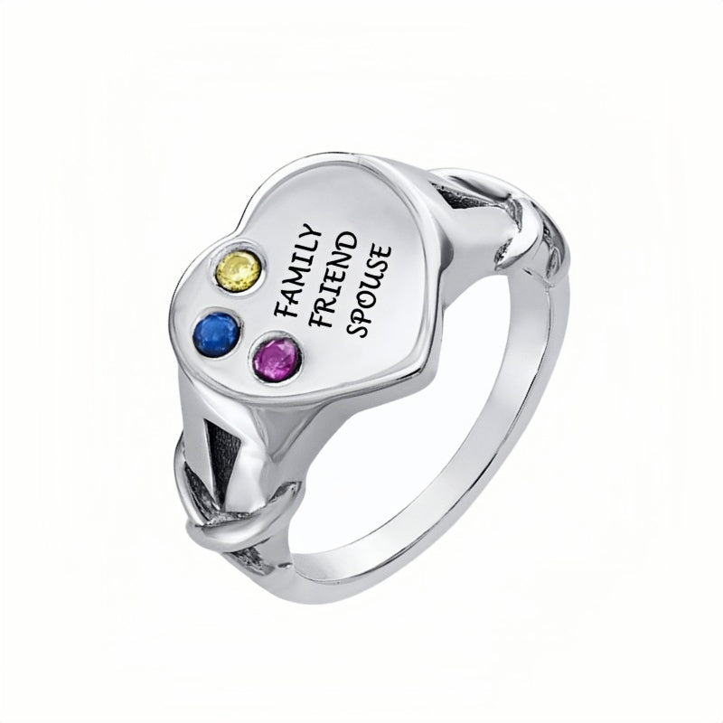 Custom Heart Rings with Charms for Women,18k Gold Plated Forever Love Ring, Sterling Silver Heart Friendship Rings, Evil Eye Hand of Fatima Ring