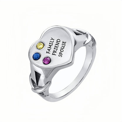 Custom Heart Rings with Charms for Women,18k Gold Plated Forever Love Ring, Sterling Silver Heart Friendship Rings, Evil Eye Hand of Fatima Ring