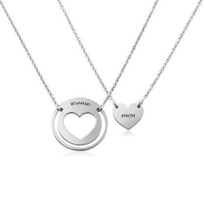 Custom Sterliing Silver Necklace for 2-Valentines Heart Matching Necklace Best Friends Pendant Friendship Necklace Set of 2 Gifts