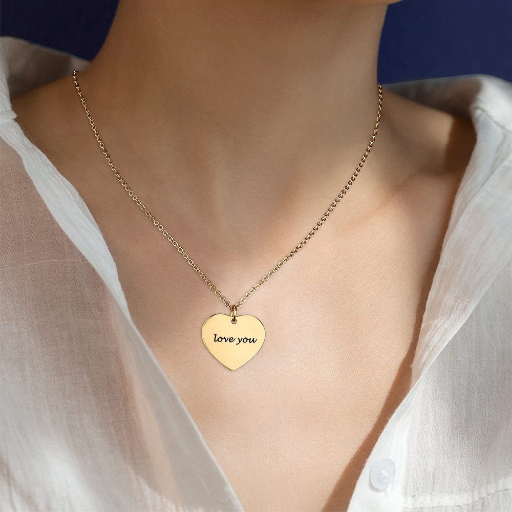 Heart Charm Necklace Personalized Name Engraved for Women Friendship Best Friend Birthday Gift Custom  Mother's Day