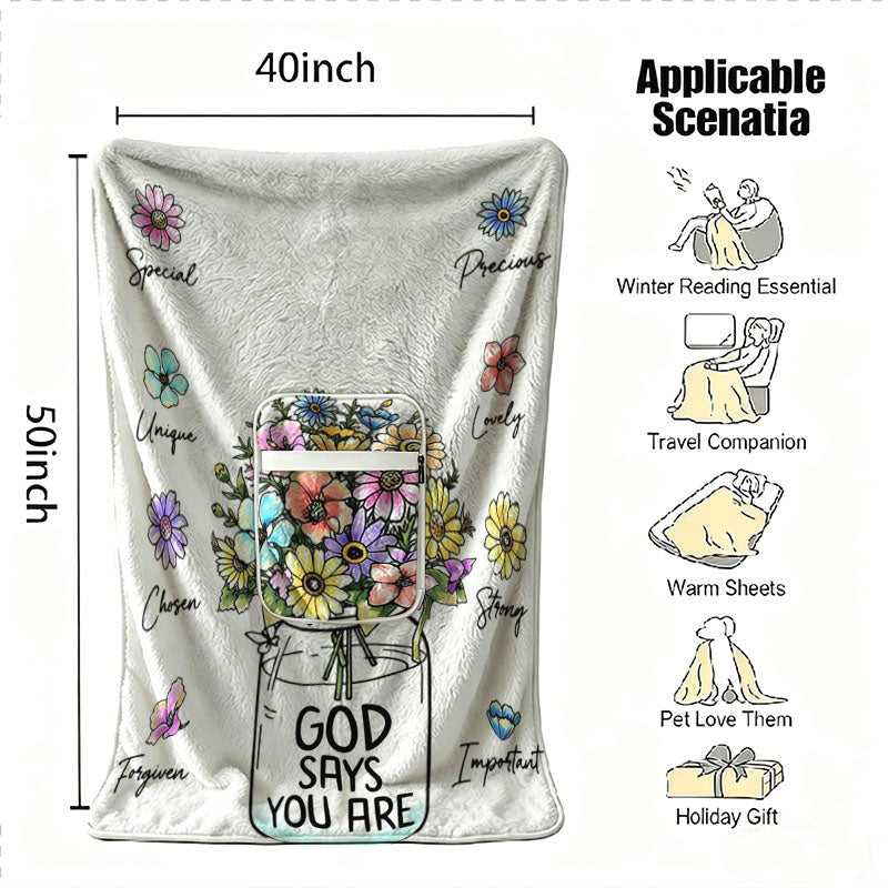 Christian Gifts for Women, Bible Verse 2-in-1 Blanket Pillow Combo, Inspirational Flowers Religious Gift for Mom Sister, Foldable Flannel Throw