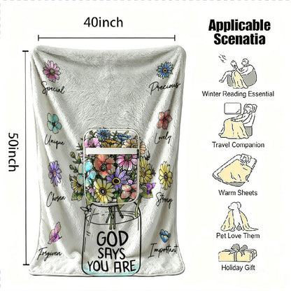 Christian Gifts for Women, Bible Verse 2-in-1 Blanket Pillow Combo, Inspirational Flowers Religious Gift for Mom Sister, Foldable Flannel Throw