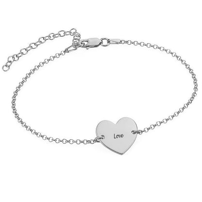 Personalized Heart Chain Bracelet for Women,Sterling Silver or Gold Plated Bracelets Gifts for Women Girls