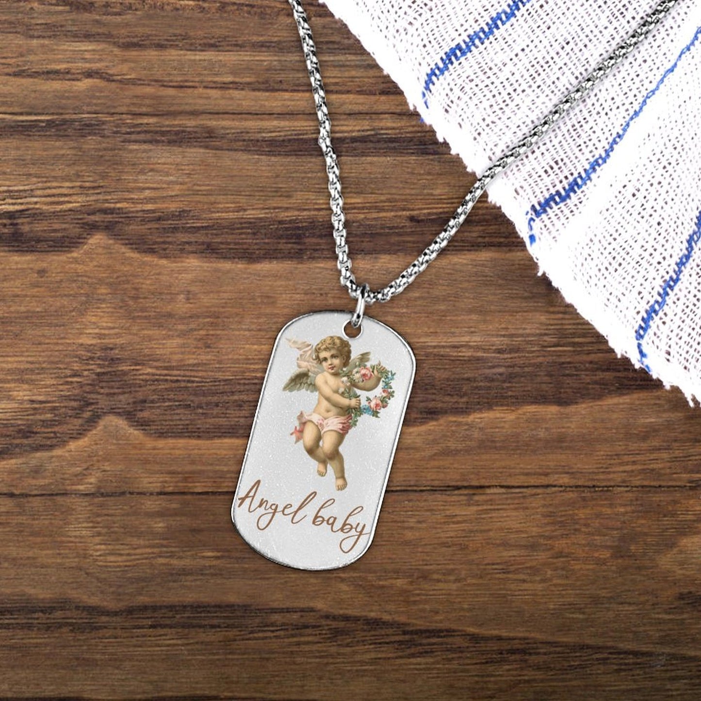 Custom Photo Necklace for Men Stainless Steel Dog Tag Personalized Text Engraved Memory  Square Shaped Picture Pendant Necklaces