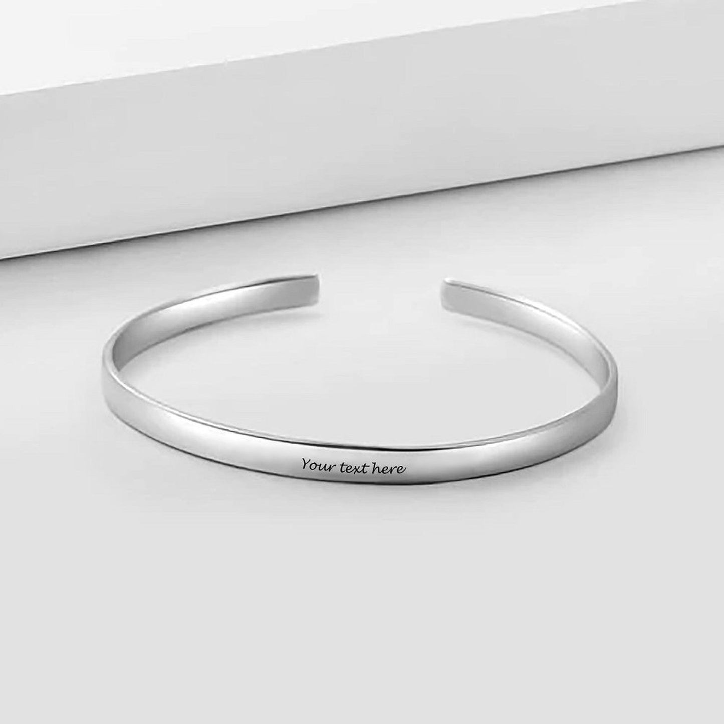 Personalized Engrave Handmade 925 Sterling Silver or Gold Plated Cuff Bracelet Fashion Jewelry Simple Open Cuff Bangles for Men