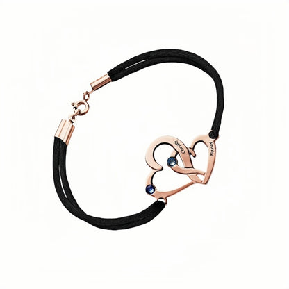 Custom S925 Sterling Silver Jewelry Forever Love Heart Stars Wax Rope Double Chain Bracelet Friendship Charm Bracelet Gift for Women