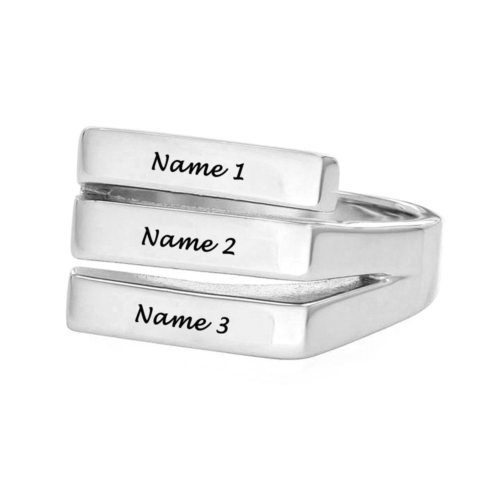 Personalized Sterling Silver Ring for 3 Best Friend Engraved Name Ring for BFF Women Anniversary Promise Rings Jewelry