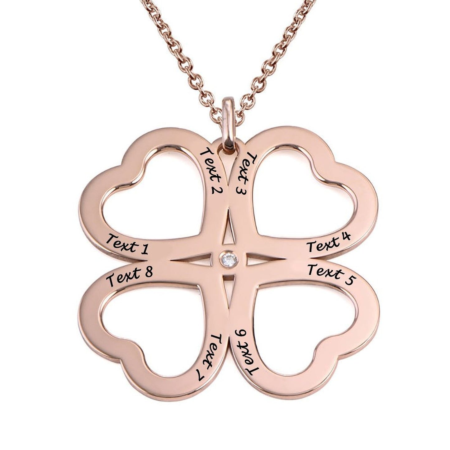 Personalized Four Heart Leaf Clover Sterling Silver 18K Gold Plated  Necklace for Women Engrave Name Necklace