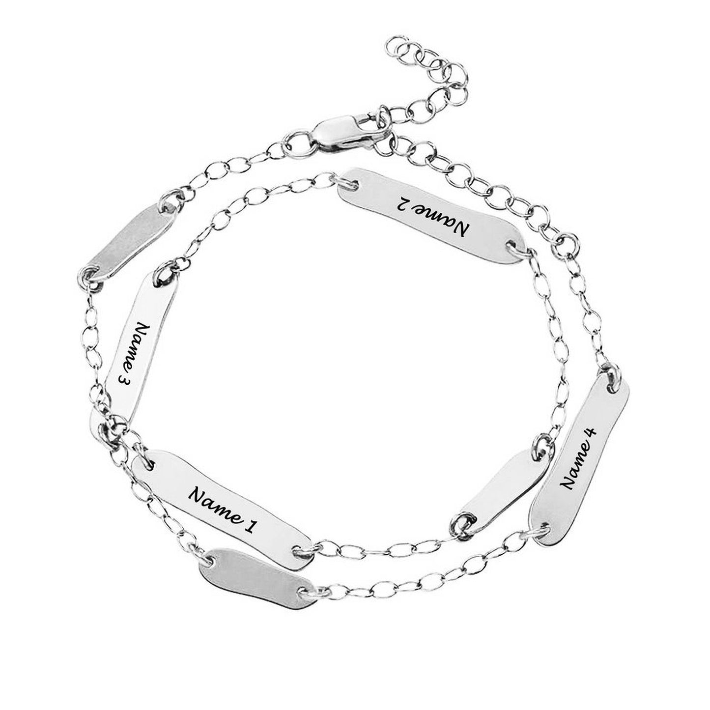 Personalized Multiple Name Chain Anklet Bracelets for Friendship Mother's Day Gift Sterling Silver Custom Enggraved Bracelet