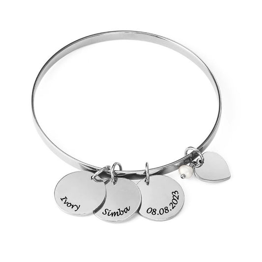 Personalized Sterling Silver or Gold Plated Bracelet Engraved Mom Bracelet with Kids Name Mother's Day Gifts