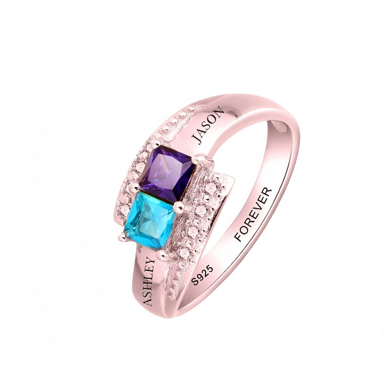 Cadeau de fête des mères, bagues d'anniversaire personnalisées pour femmes, bijoux en argent sterling avec pierres de naissance, bague de promesse en moissanite pour mère