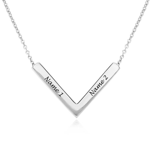 Personalized Timeless and Classy Chevron V-Shaped Victory Charm Sterling Silver Cable Chain Necklace for Trendy Fashion Accessories