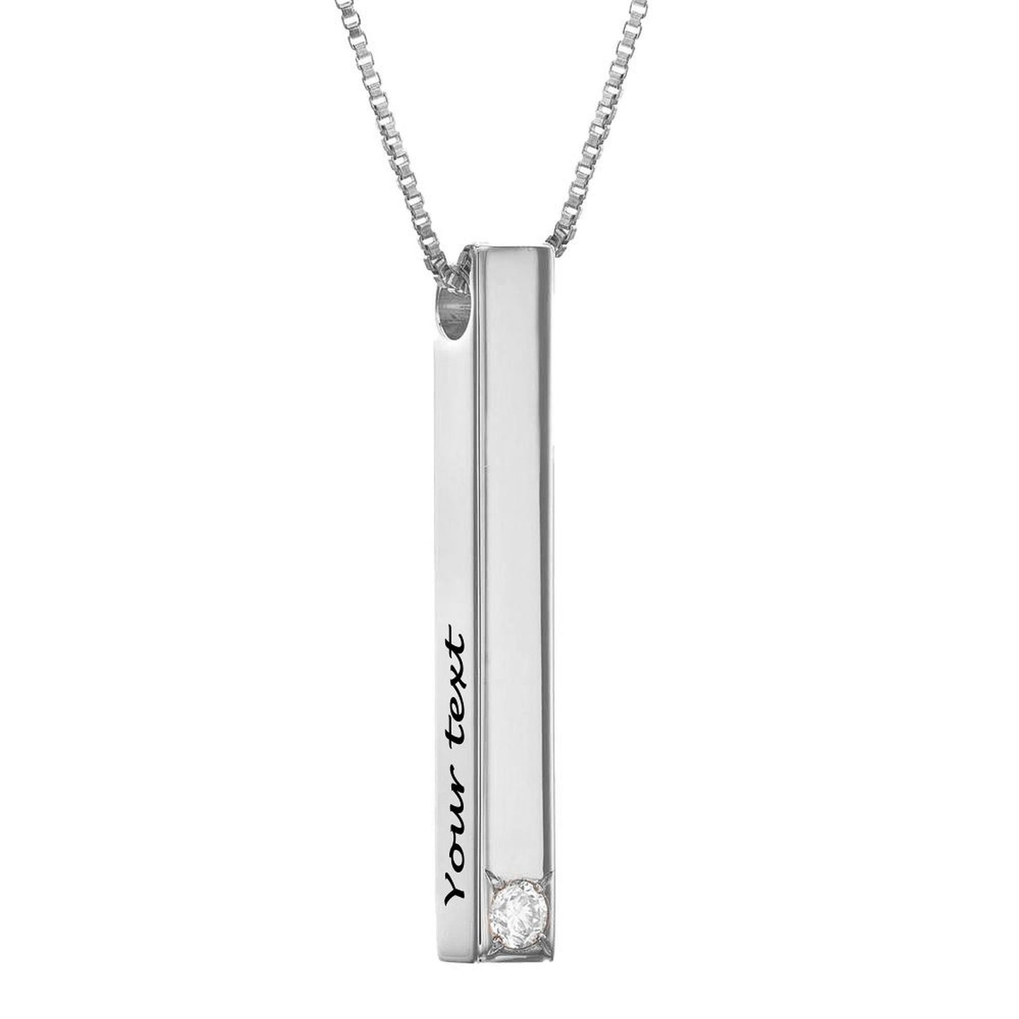 Personalized 2 Sided Vertical Bar Necklace Custom Text Engraved  Bar Pendant Sterling Silver Coordinate Jewelry for Couples