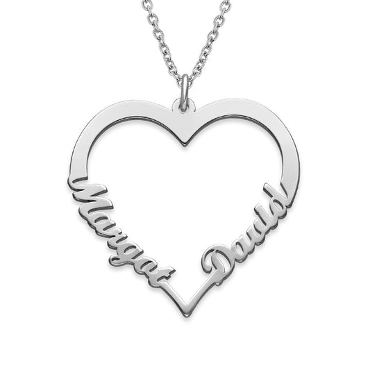 Personalized Heart Shape Pendant Necklace Sterling Silver or 18K Gold Plating Custom Made Jewelry Gift for Wife, Mom, Love Mothers Day Jewelry