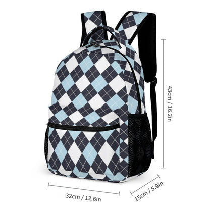 Custom Geometric-Print Backpack and Lunch-Bag Set for Girls-Boys Bookbags, 3Pcs School Bag with Lunch Bag Pencil Case