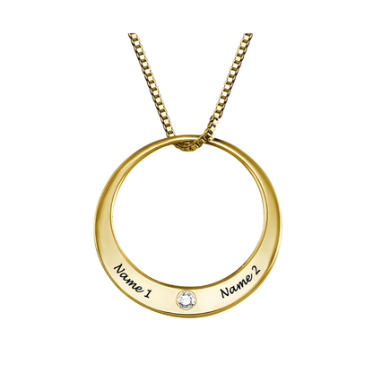 Personalized Circle Pendant with Birthstone Sterling Silver Gold Plated Necklace for Women