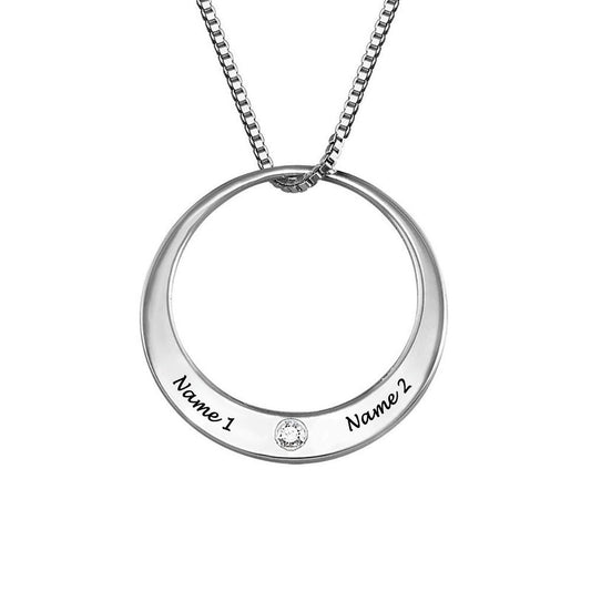 Personalized Circle Pendant with Birthstone Sterling Silver Gold Plated Necklace for Women