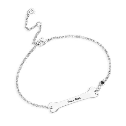 Custom Puppy Dog Bone Bracelet 925 Sterling Silver Personlized Engraving Name Pendant Pet Lovers Jewelry Birthday Gifts For Women