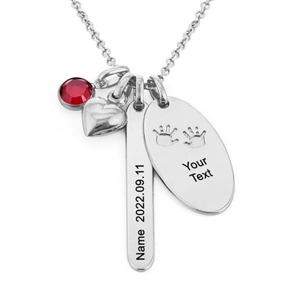 Personalized Sterling Silver Gold Plated Name Engraved Necklace Ruby Mixed For Women ,Wife ,Couple