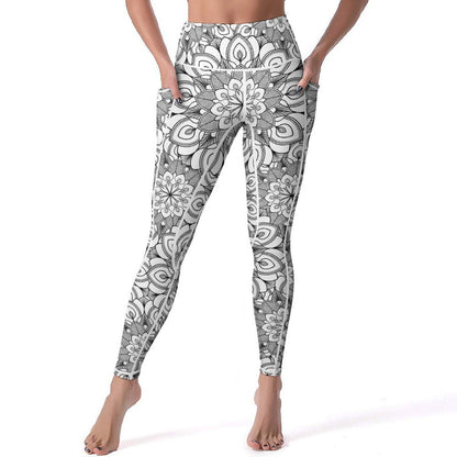 Personalized High Waisted Leggings for Women Slim Tummy Control Printed Pants With Two Pocket for Running Cycling Yoga