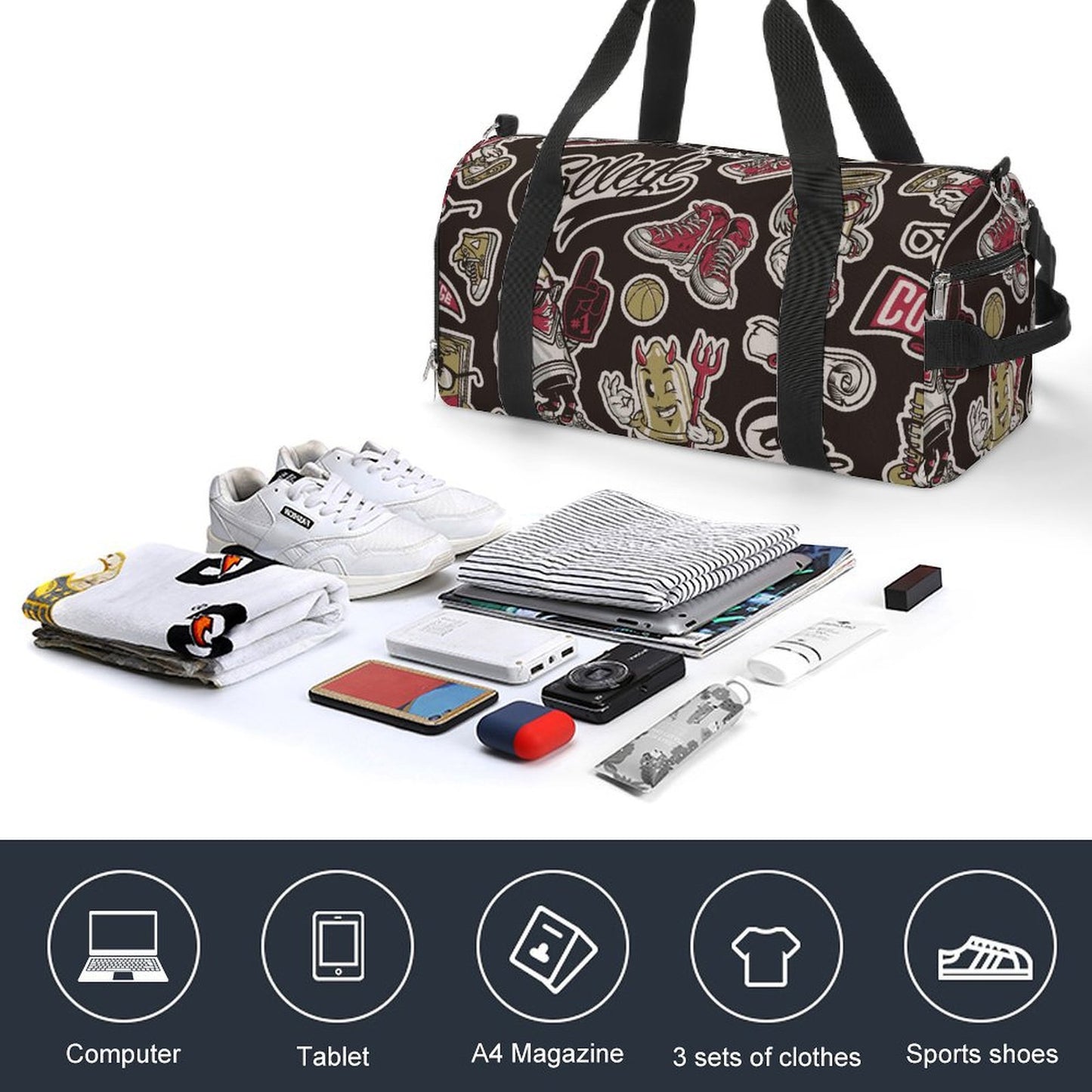 Sac de sport personnalisé avec impression, sac de sport sec et humide séparé, sac de sport, sac de sport, sac à main d'entraînement, sac à dos de yoga
