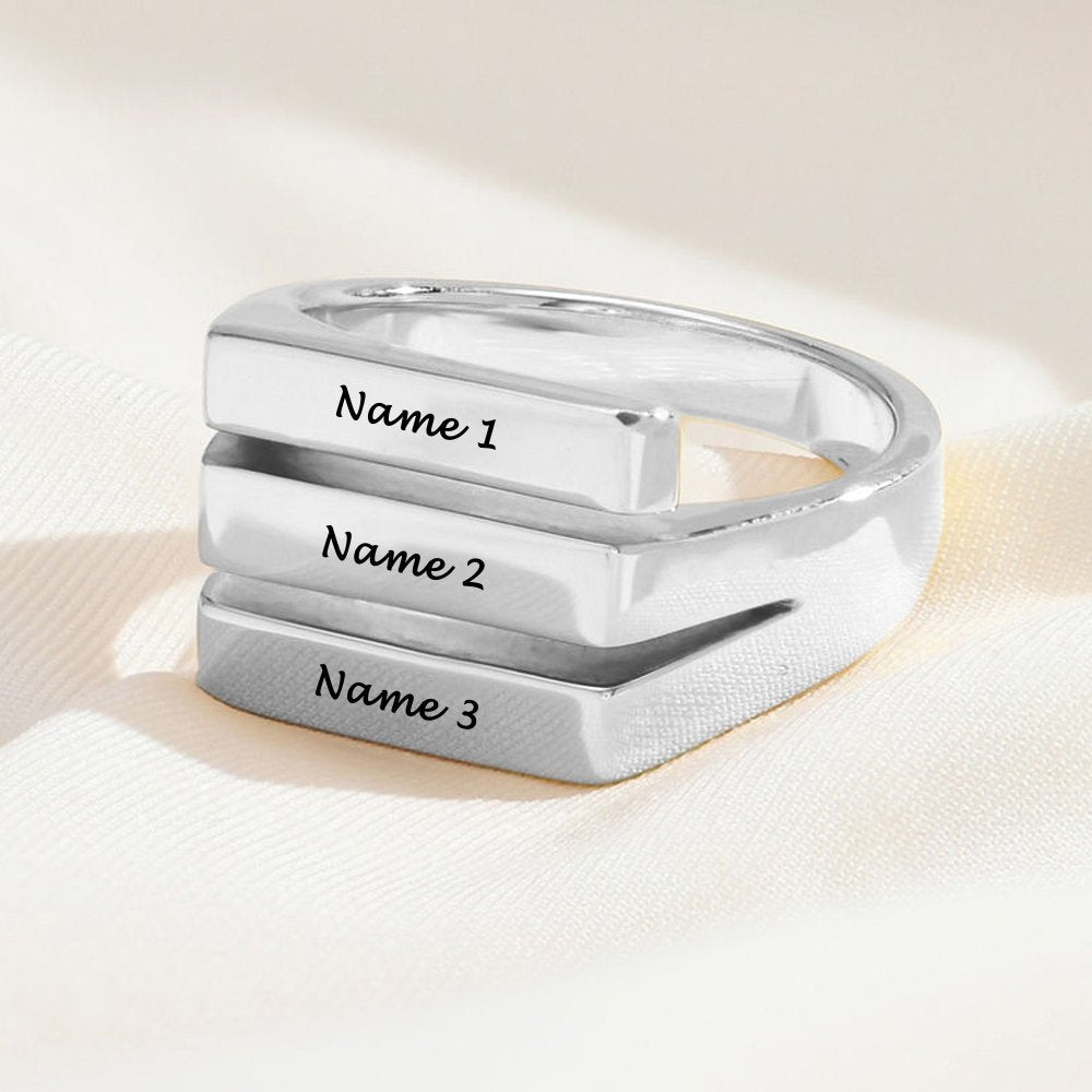 Personalized Sterling Silver Ring for 3 Best Friend Engraved Name Ring for BFF Women Anniversary Promise Rings Jewelry