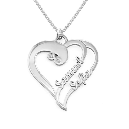 Custom Double Heart Name Necklace Personalized Sterling Silver 18K Gold Plated Customized Jewelry Gift for Women